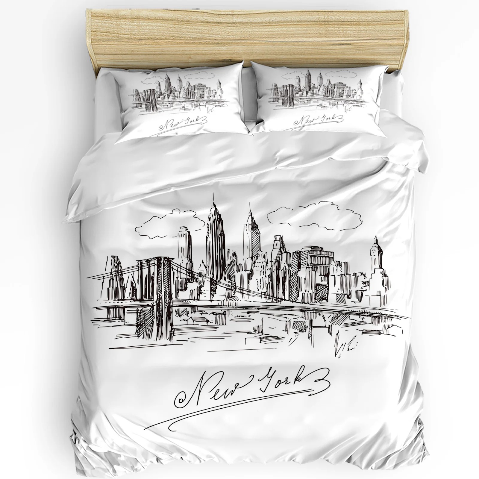 Home Textiles New York - New York Sketch City Nevresim Yatak