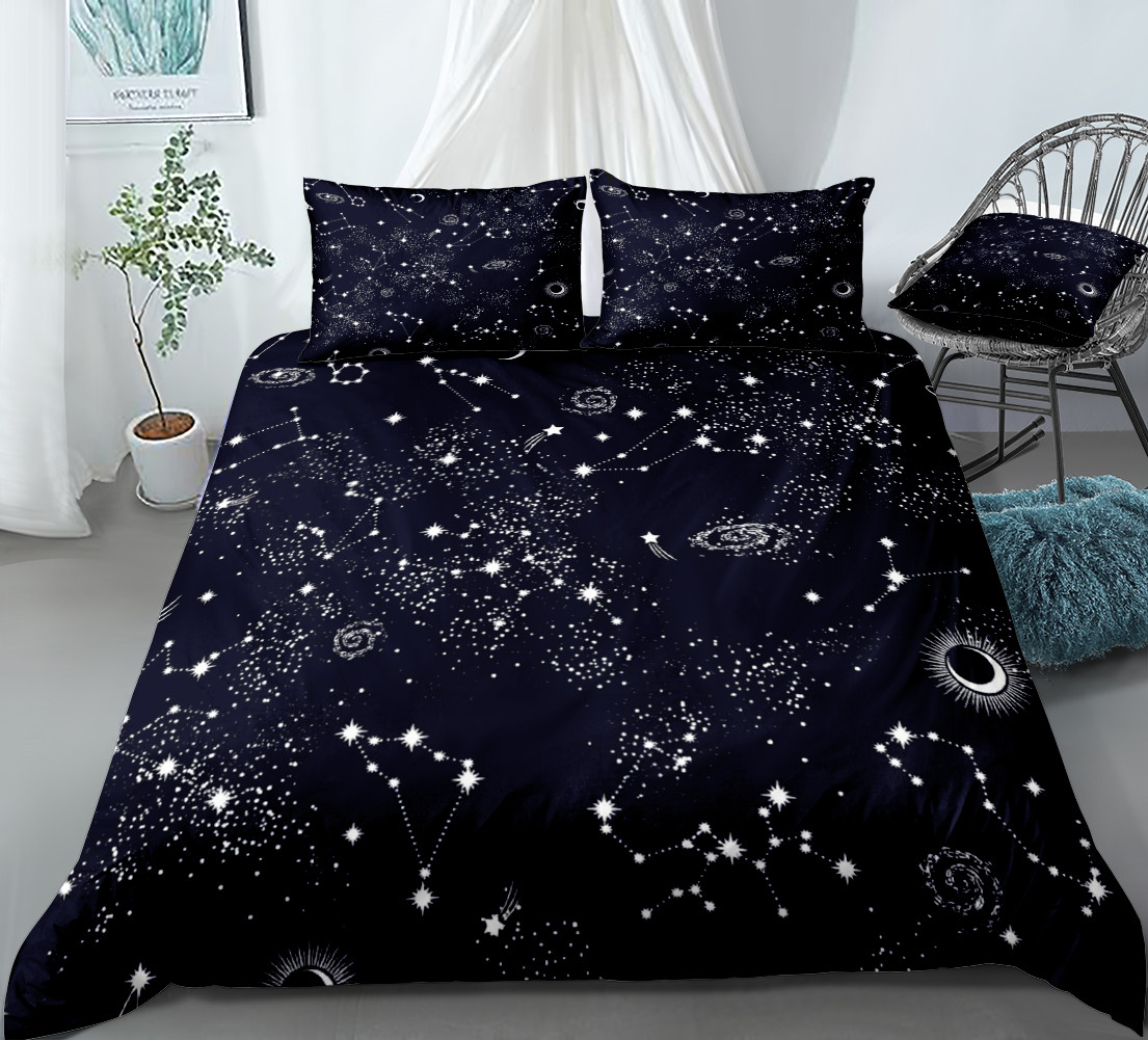 Galaxy Home Textiles - Yıldız yatak seti gece gökyüzü çocuklar
