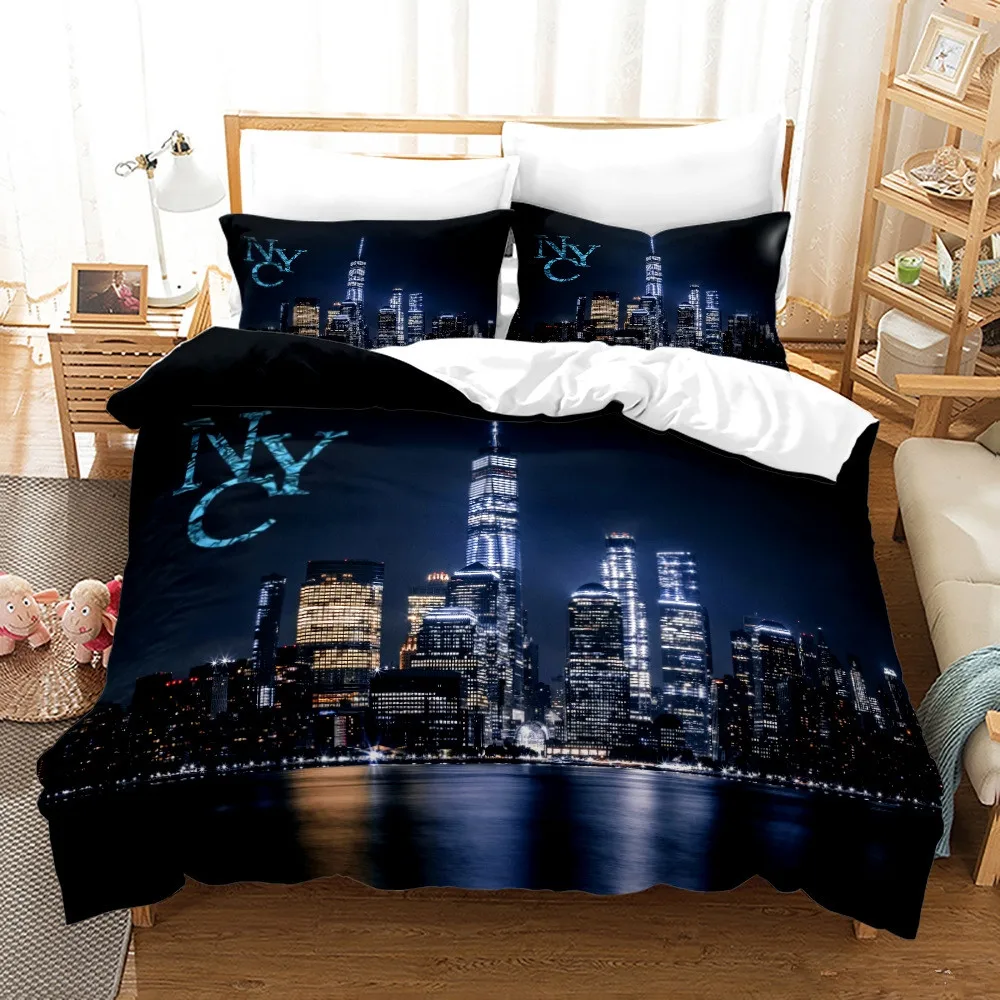 Home Textiles New York - New York şehir gece manzarası nevresim