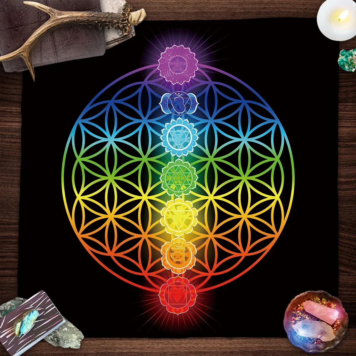Galaxy Home Textiles - Mandala Yaşam Çiçeği Tarot Masa Örtüsü