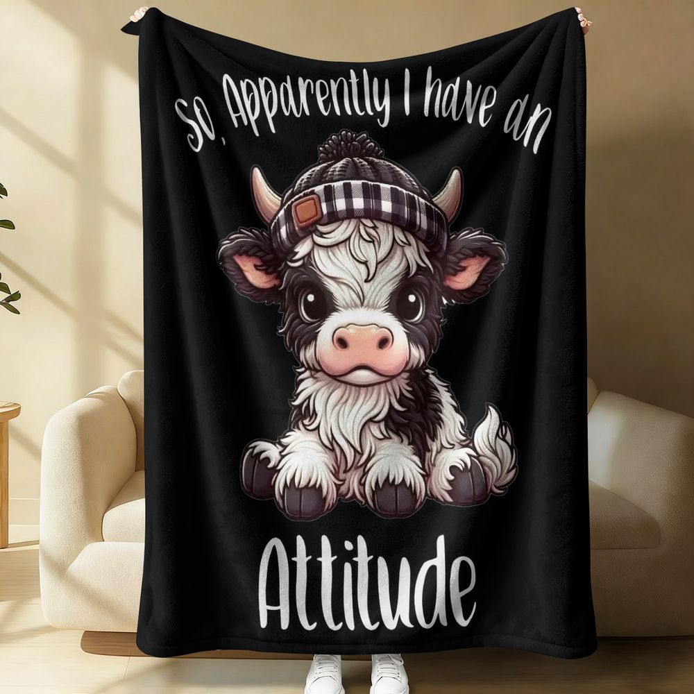 Highland Home Textiles - Yayla Sığırı Flanel Battaniye Dijital Baskı