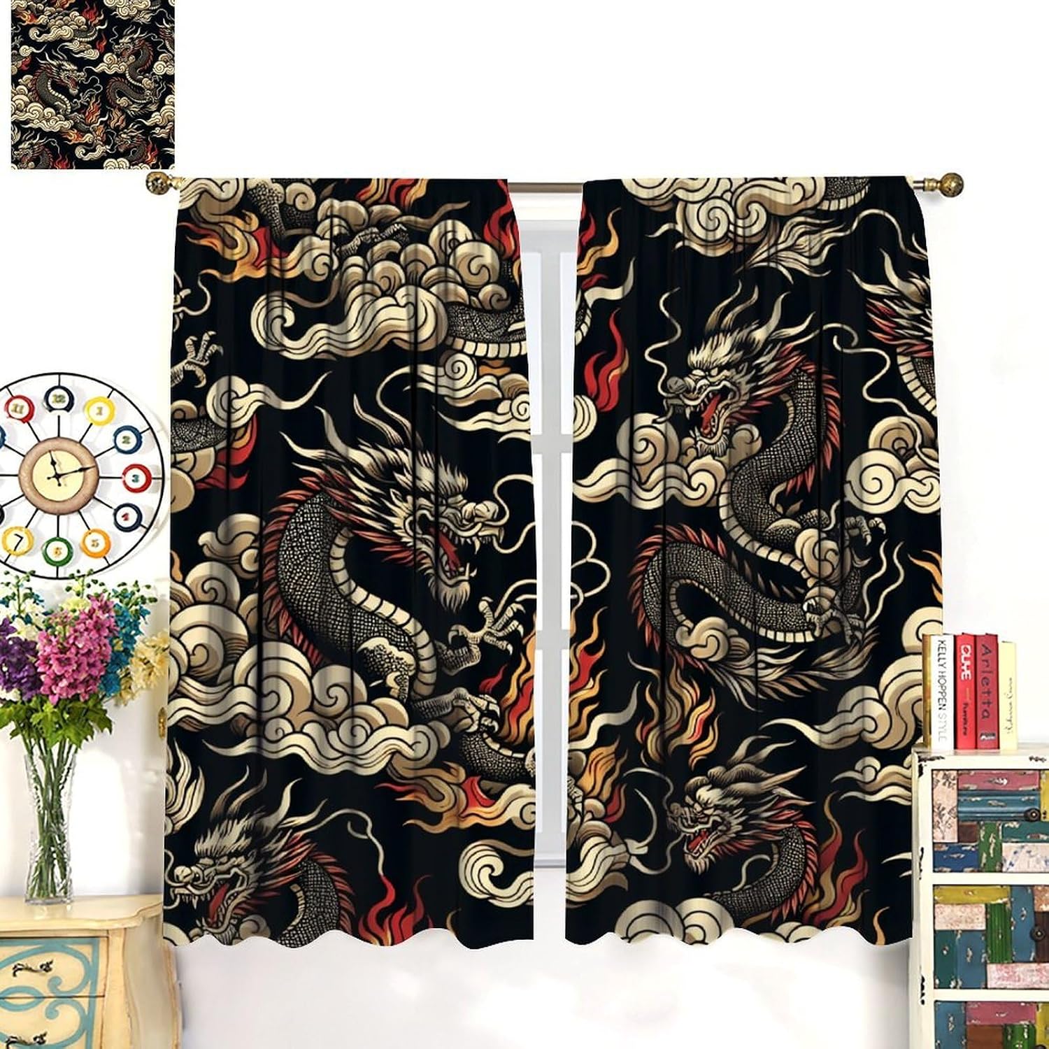 Lüks Asya Ejderha Perdesi Siya - Home Textiles Luxury Curtains incelemesi ve fiyatı